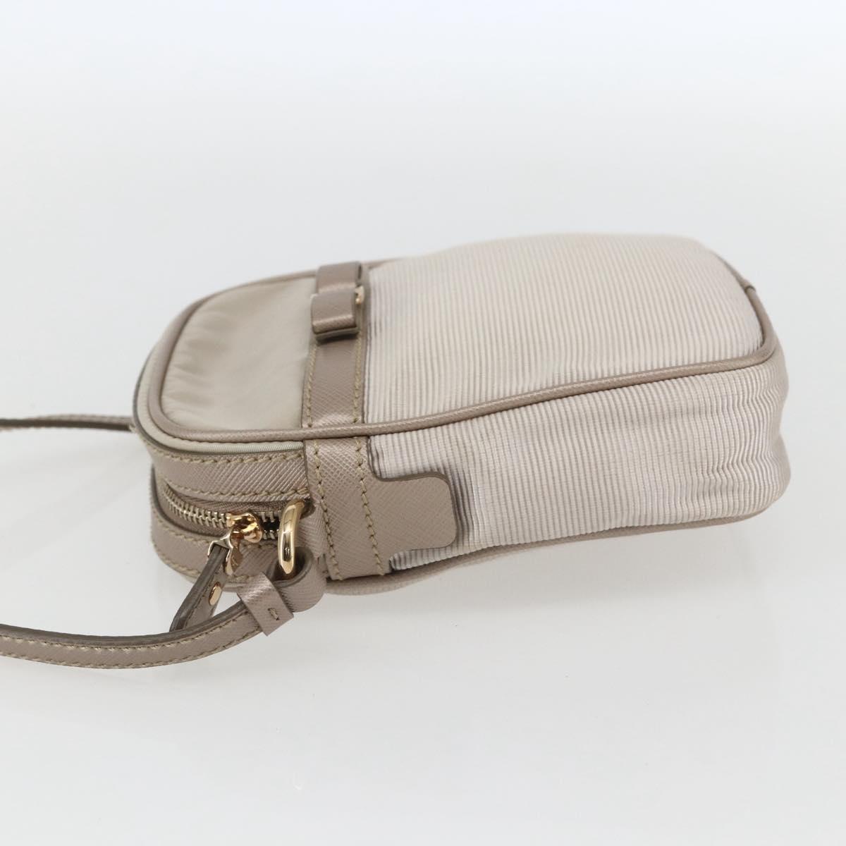Salvatore Ferragamo Vala Shoulder Bag Nylon Beige Gold Auth 159964