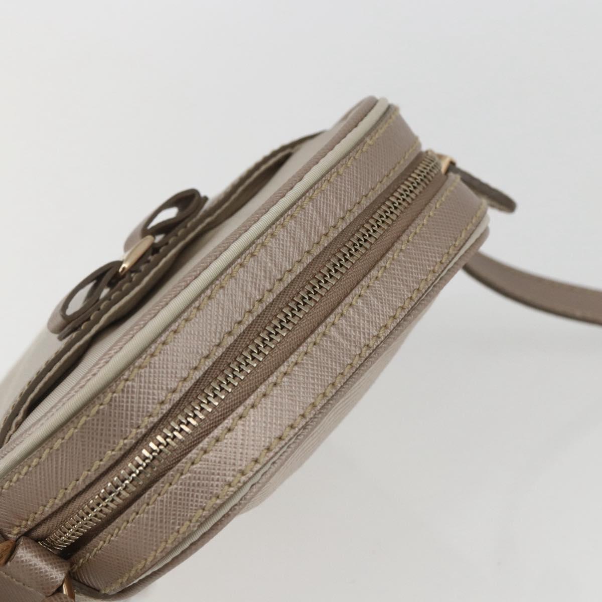 Salvatore Ferragamo Vala Shoulder Bag Nylon Beige Gold Auth 159964