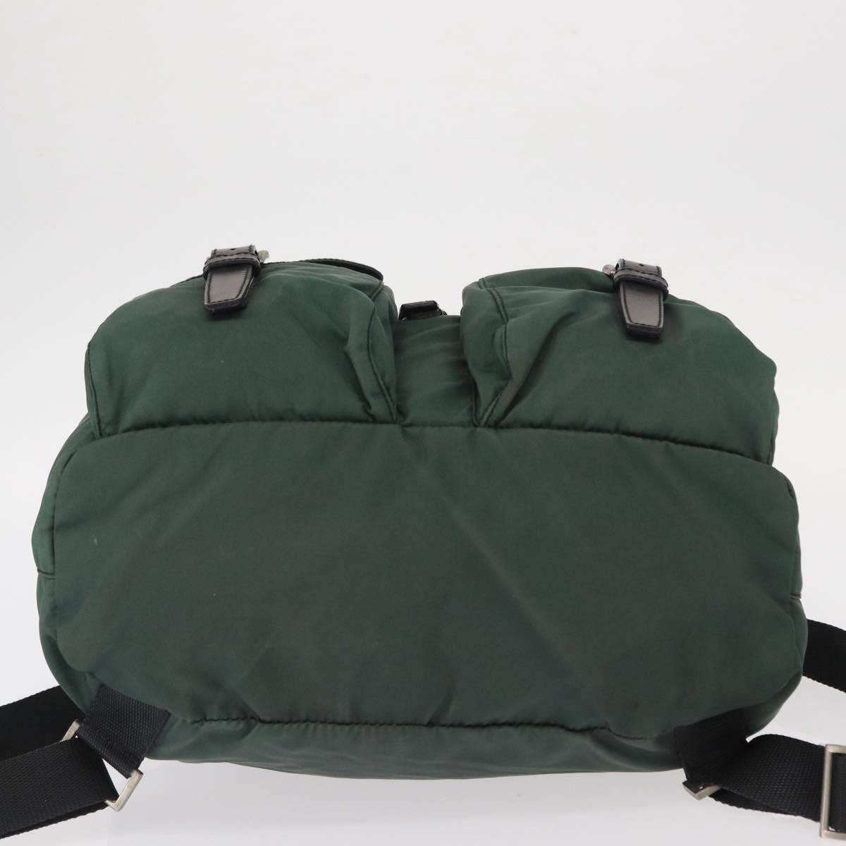 PRADA Backpack Nylon Green Silver Auth 159970