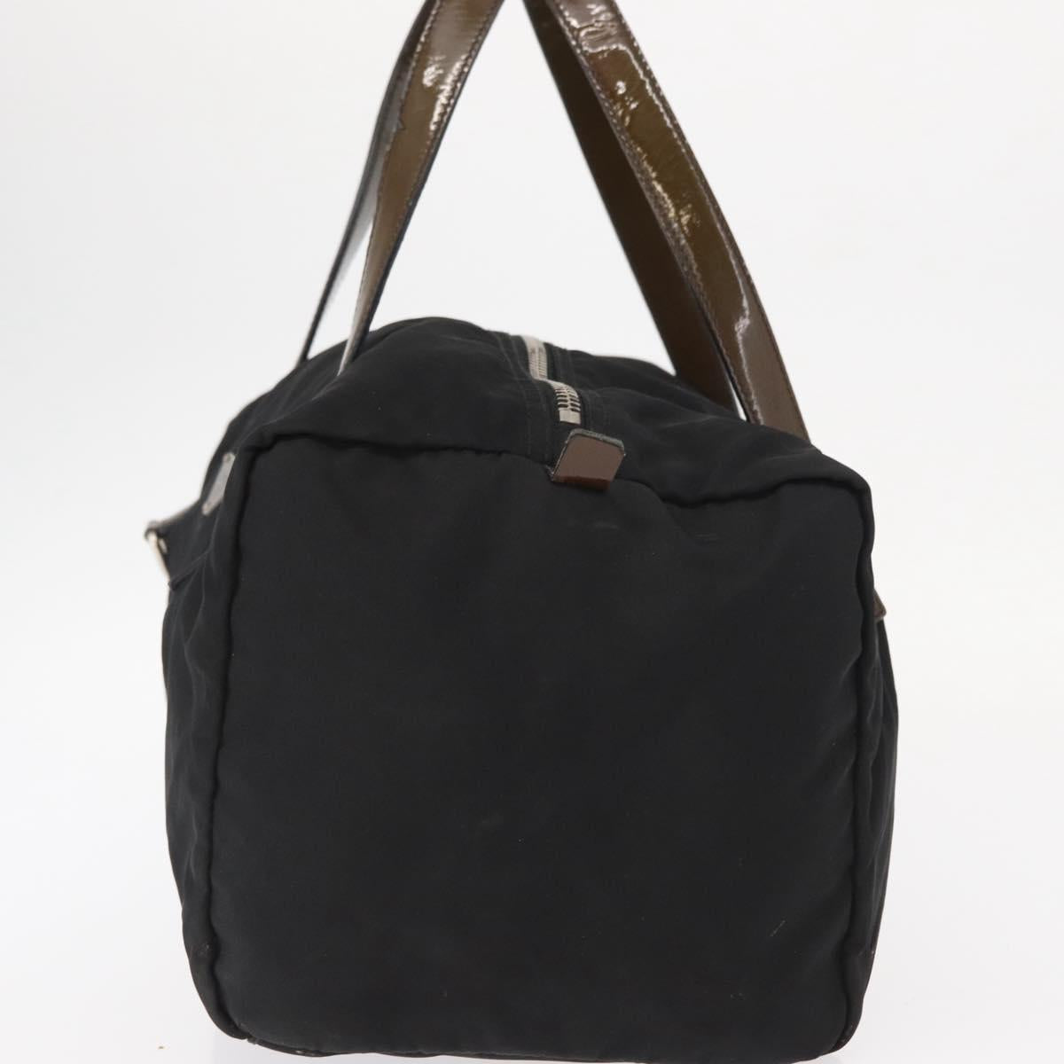 PRADA Hand Bag Nylon Silver Black Auth 159971