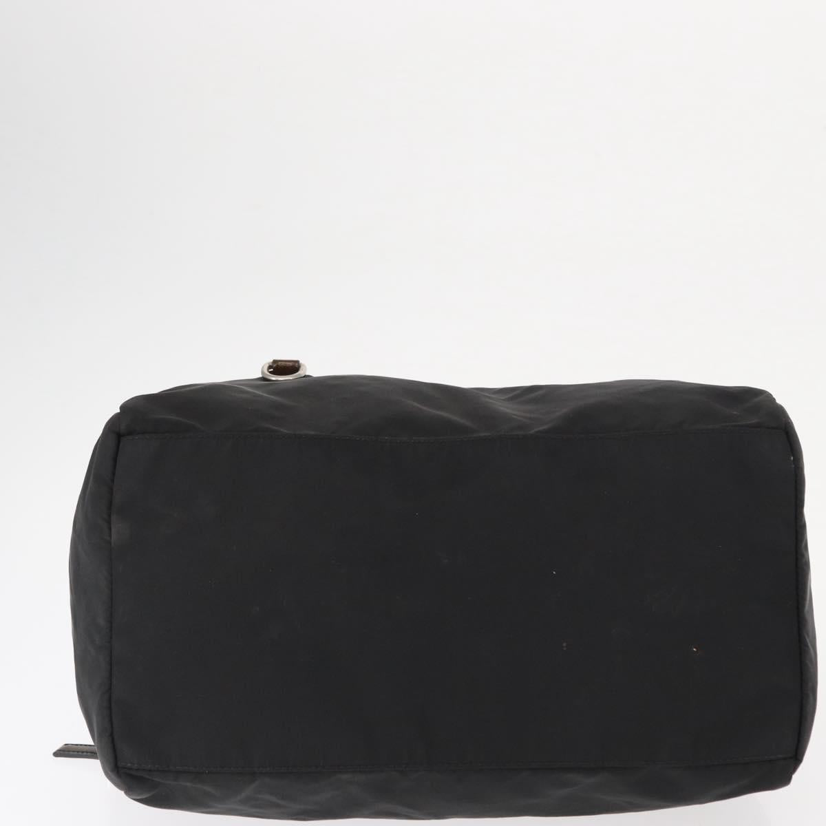 PRADA Hand Bag Nylon Silver Black Auth 159971