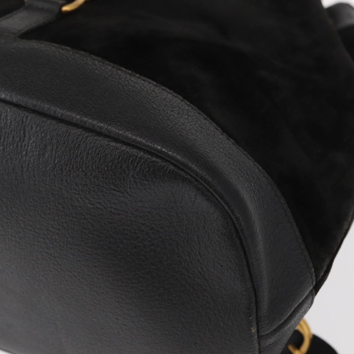 GUCCI Bamboo Backpack Suede Black Gold 003 2855 0043 0 Auth 159977