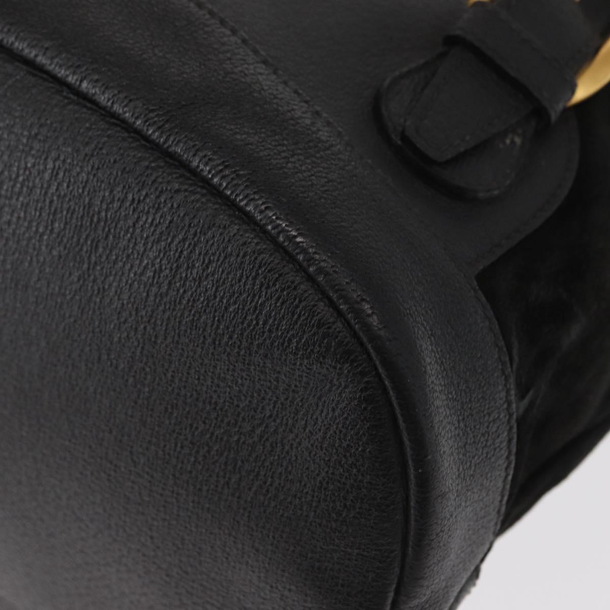 GUCCI Bamboo Backpack Suede Black Gold 003 2855 0043 0 Auth 159977