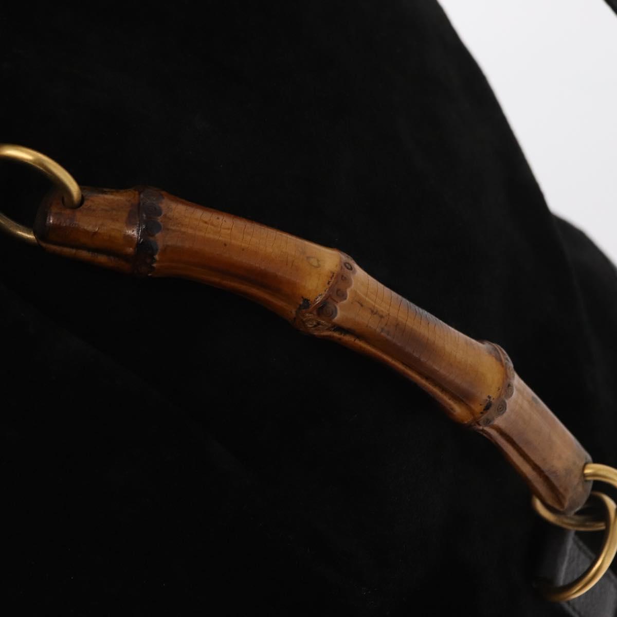 GUCCI Bamboo Backpack Suede Black Gold 003 2855 0043 0 Auth 159977