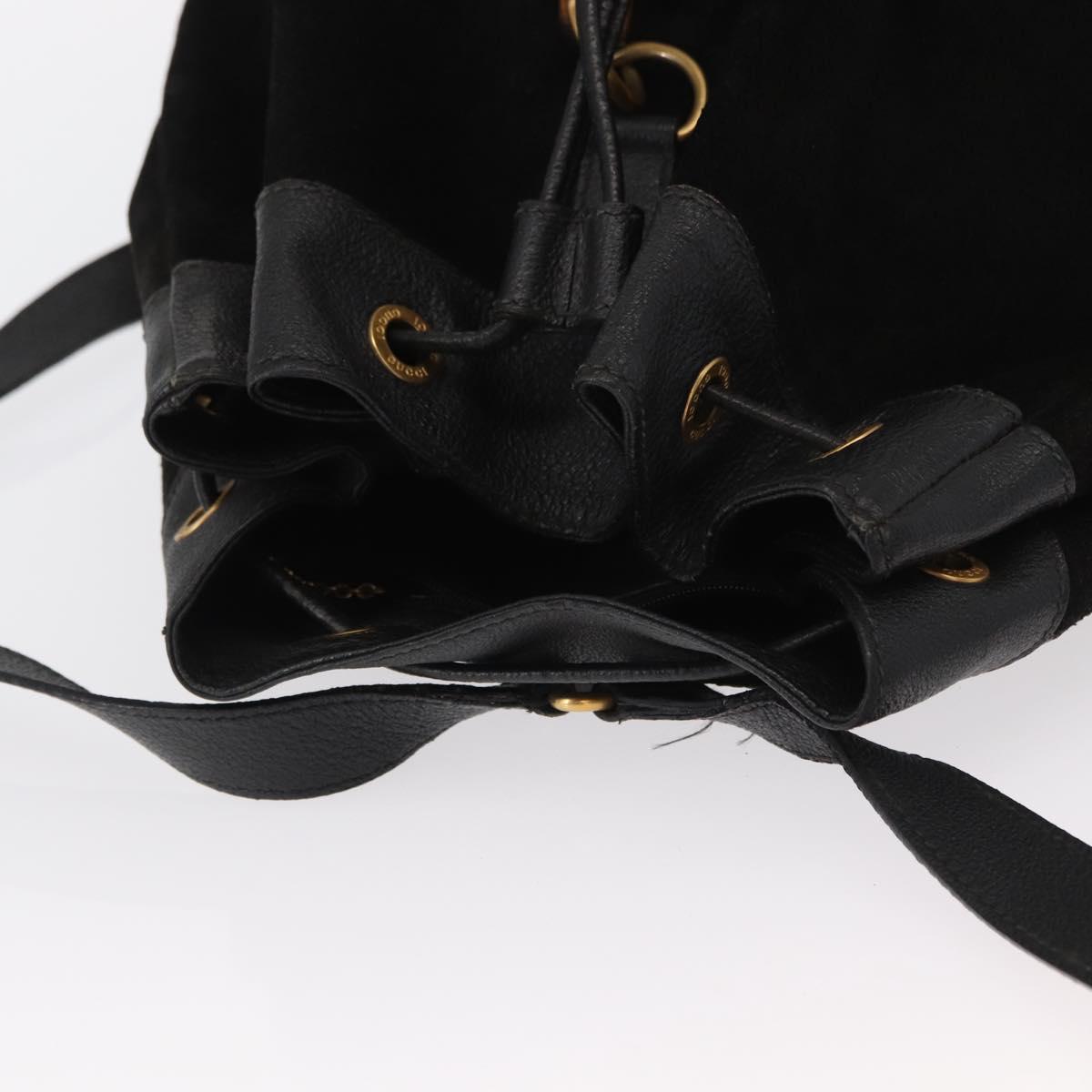 GUCCI Bamboo Backpack Suede Black Gold 003 2855 0043 0 Auth 159977