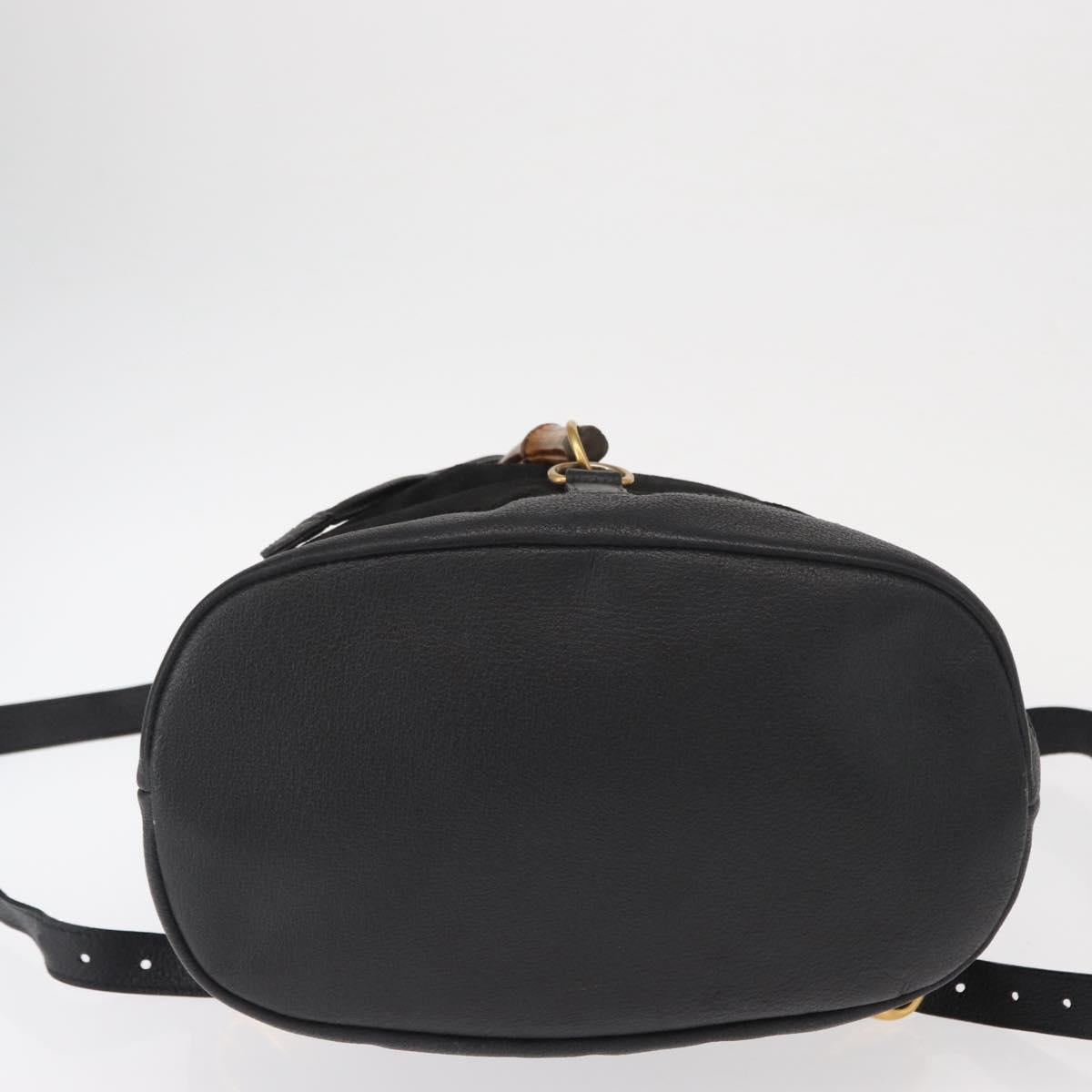 GUCCI Bamboo Backpack Suede Black Gold 003 2855 0043 0 Auth 159977