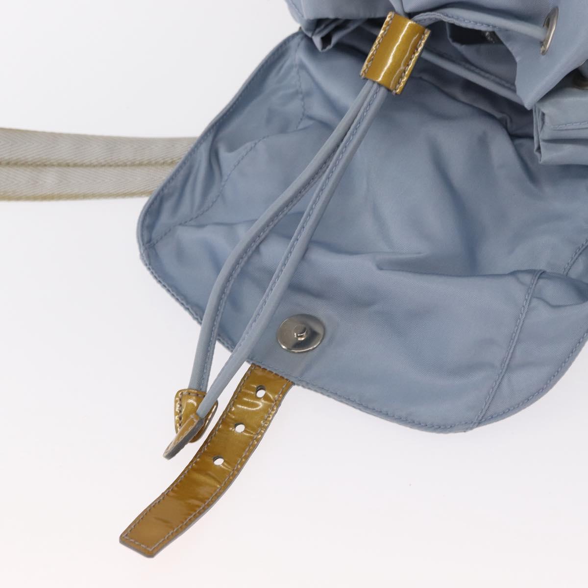 PRADA Backpack Nylon Light Blue Silver Auth 159978