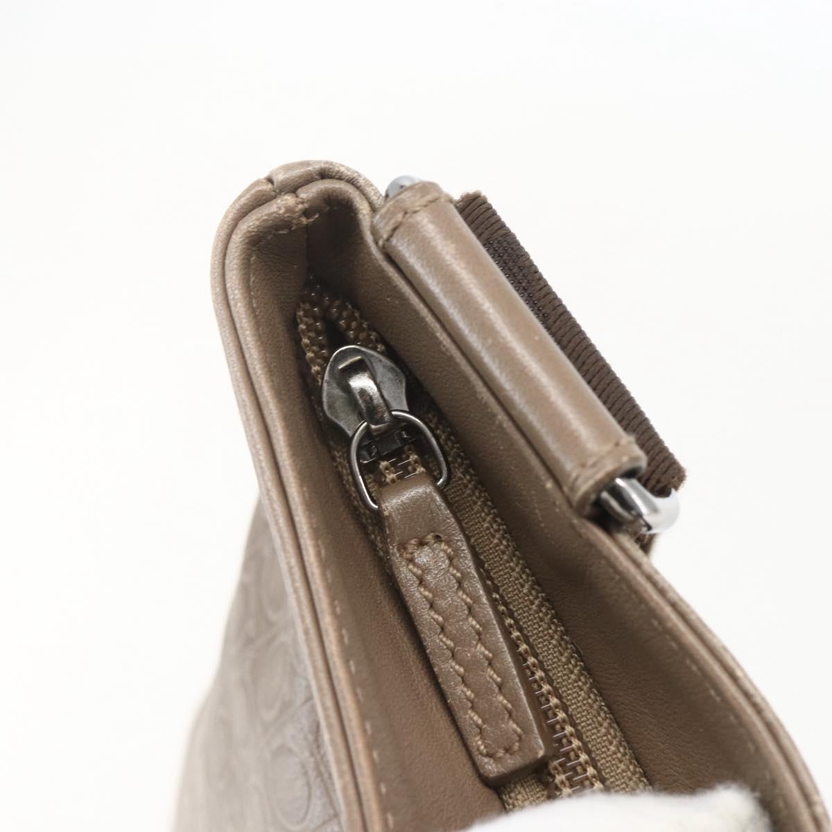 Salvatore Ferragamo Shoulder Bag Leather Beige Silver Auth 159986