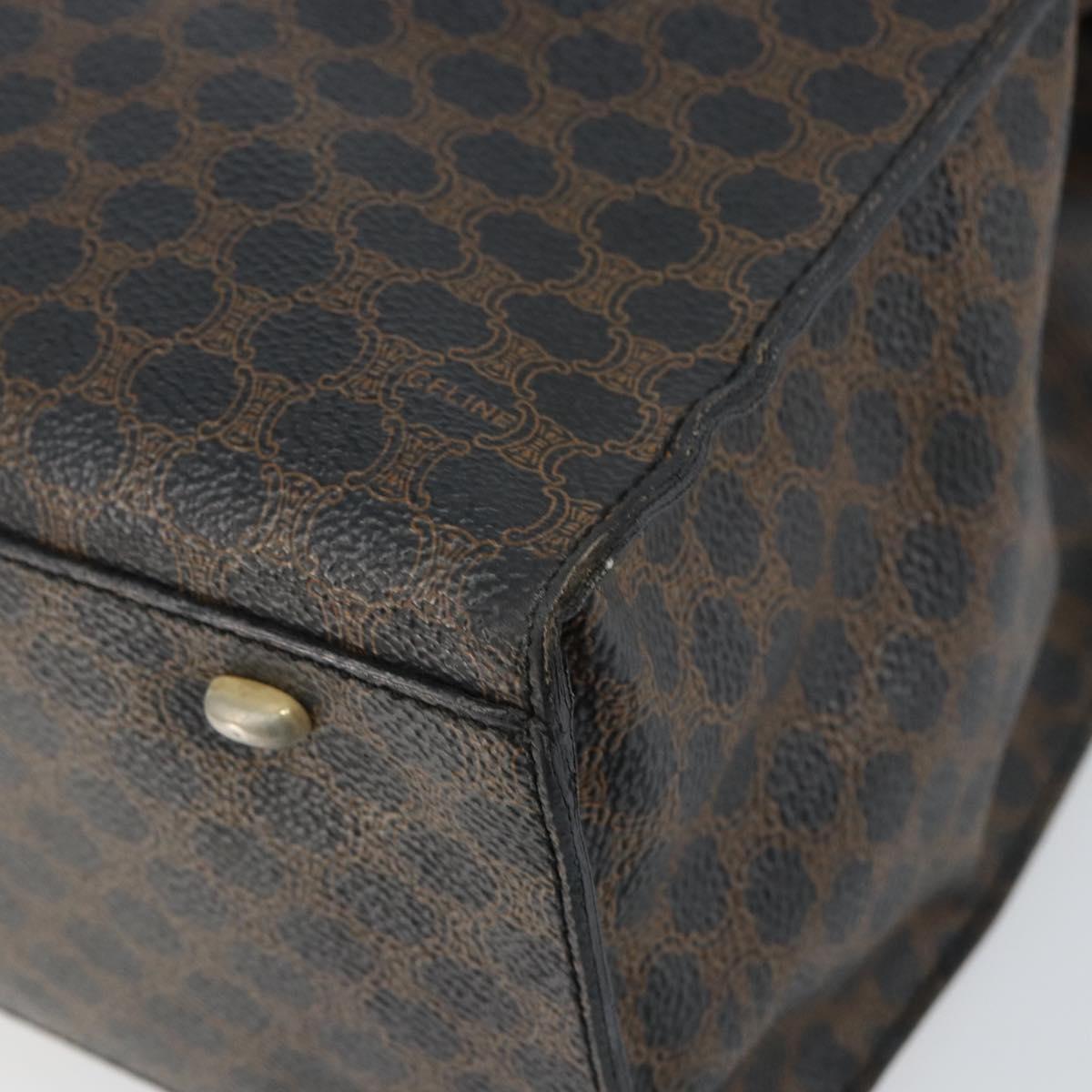 CELINE Macadam Canvas Hand Bag PVC Leather Brown Gold Auth 159988