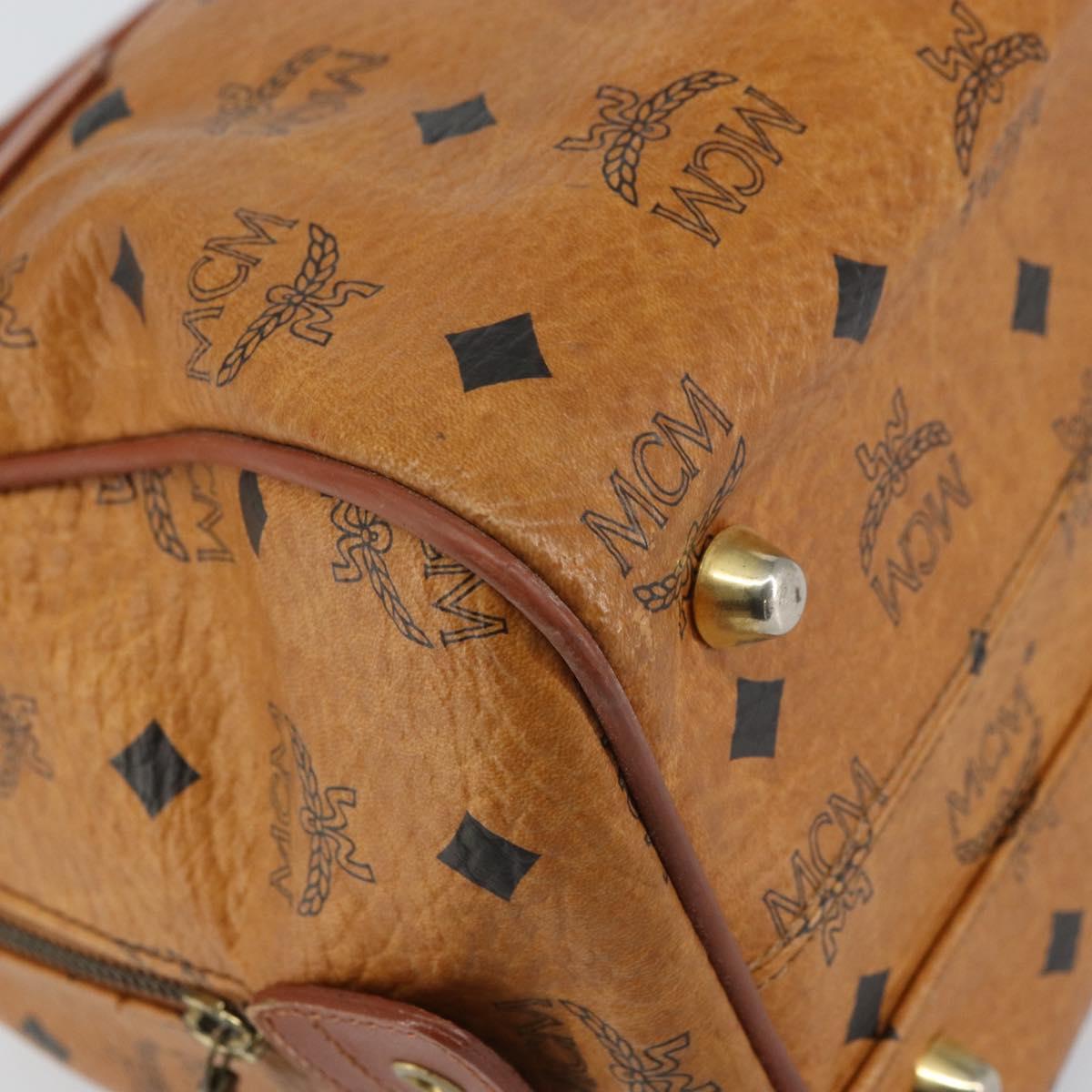 MCM Vicetos Logogram Hand Bag PVC Leather Brown Gold Auth 159989