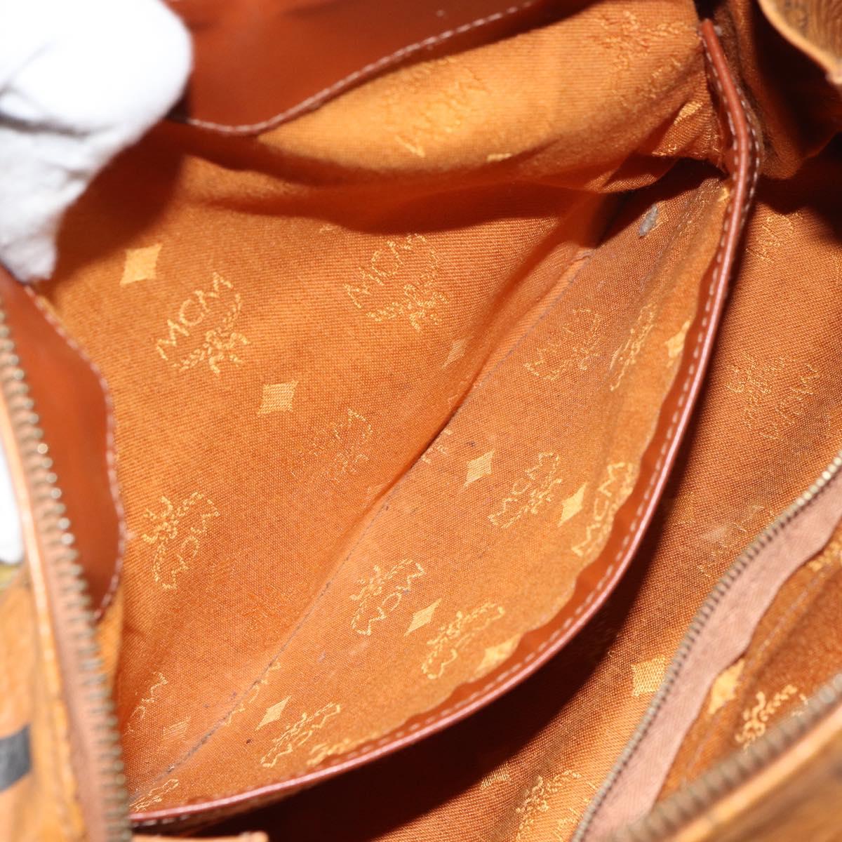 MCM Vicetos Logogram Hand Bag PVC Leather Brown Gold Auth 159989