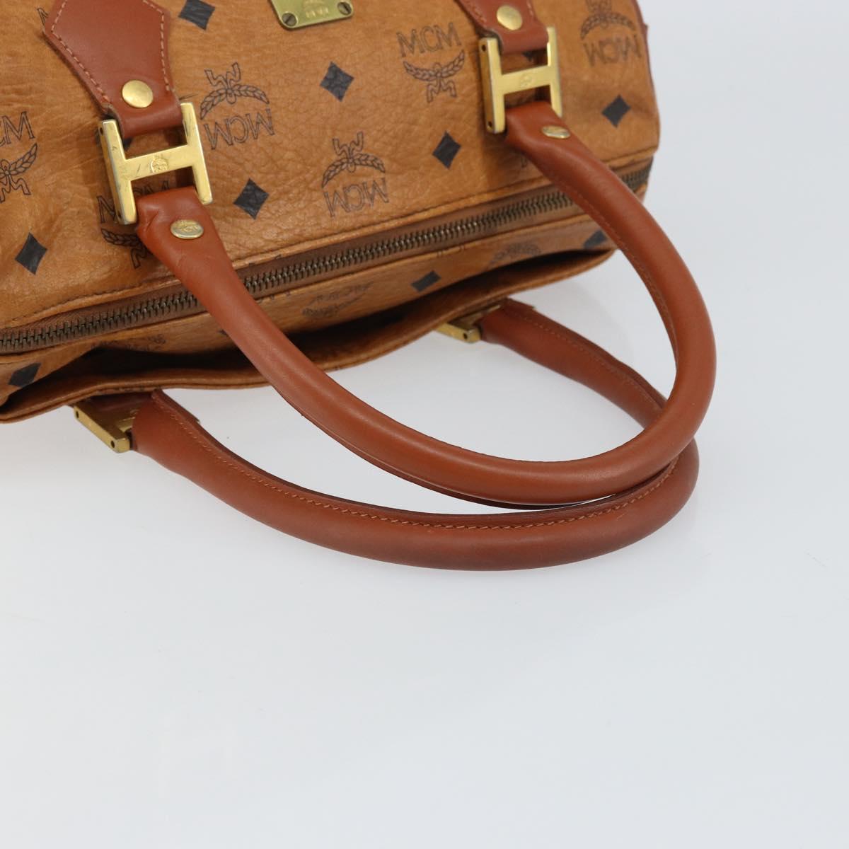 MCM Vicetos Logogram Hand Bag PVC Leather Brown Gold Auth 159989