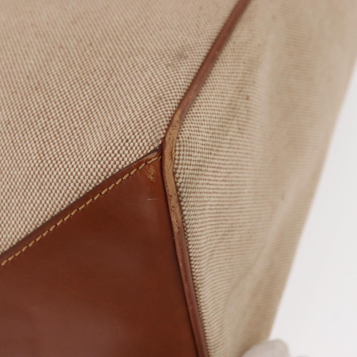 FENDI Tote Bag Canvas Beige Gold Auth 159993