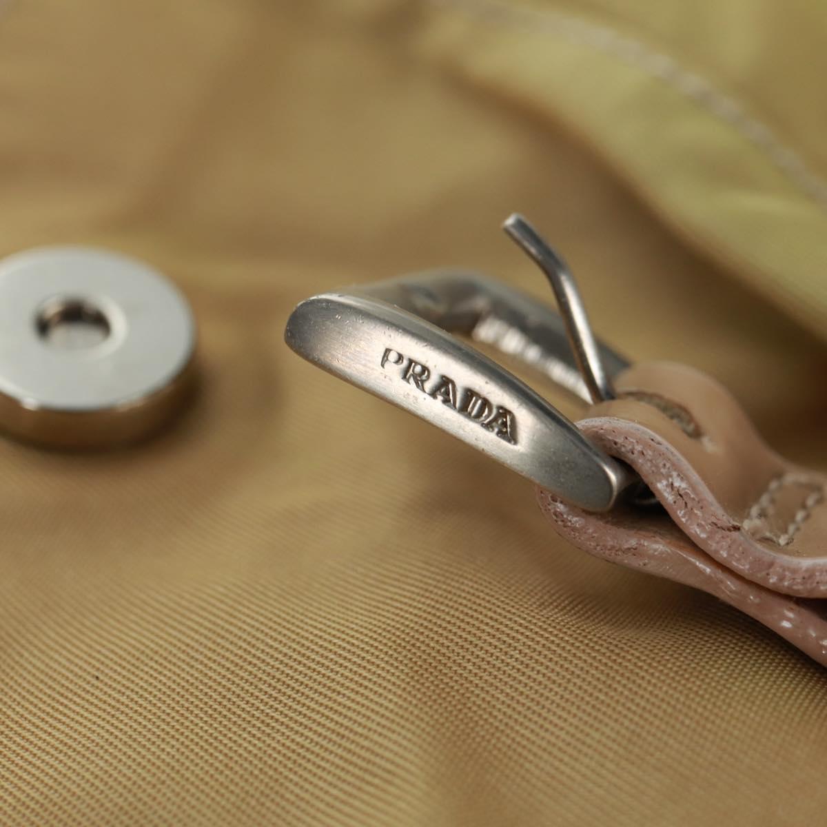 PRADA Backpack Nylon Beige Silver Auth 159998