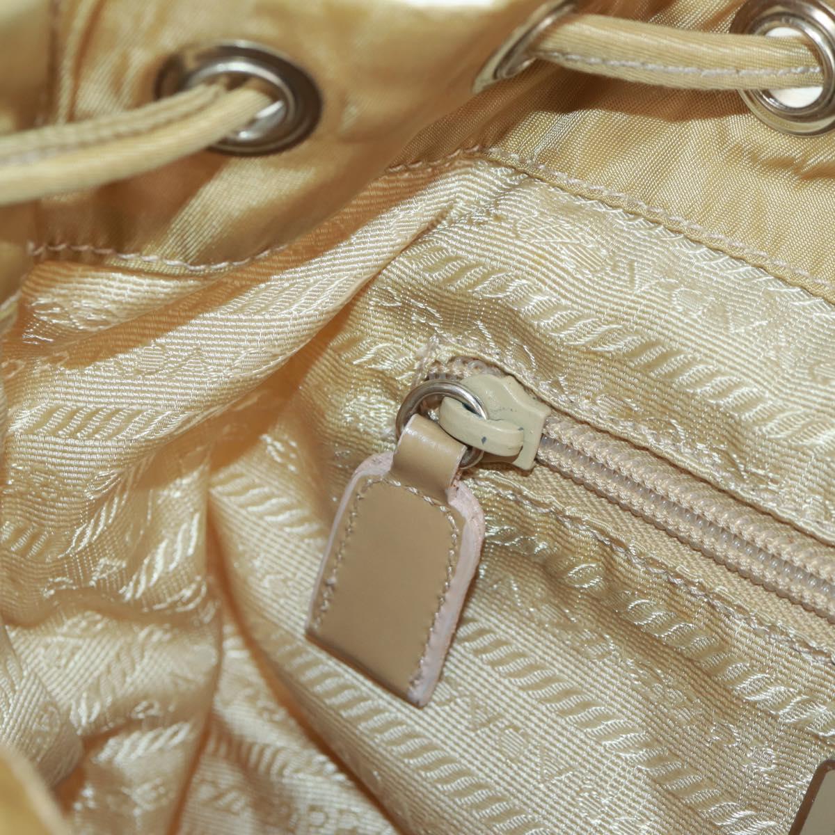 PRADA Backpack Nylon Beige Silver Auth 159998