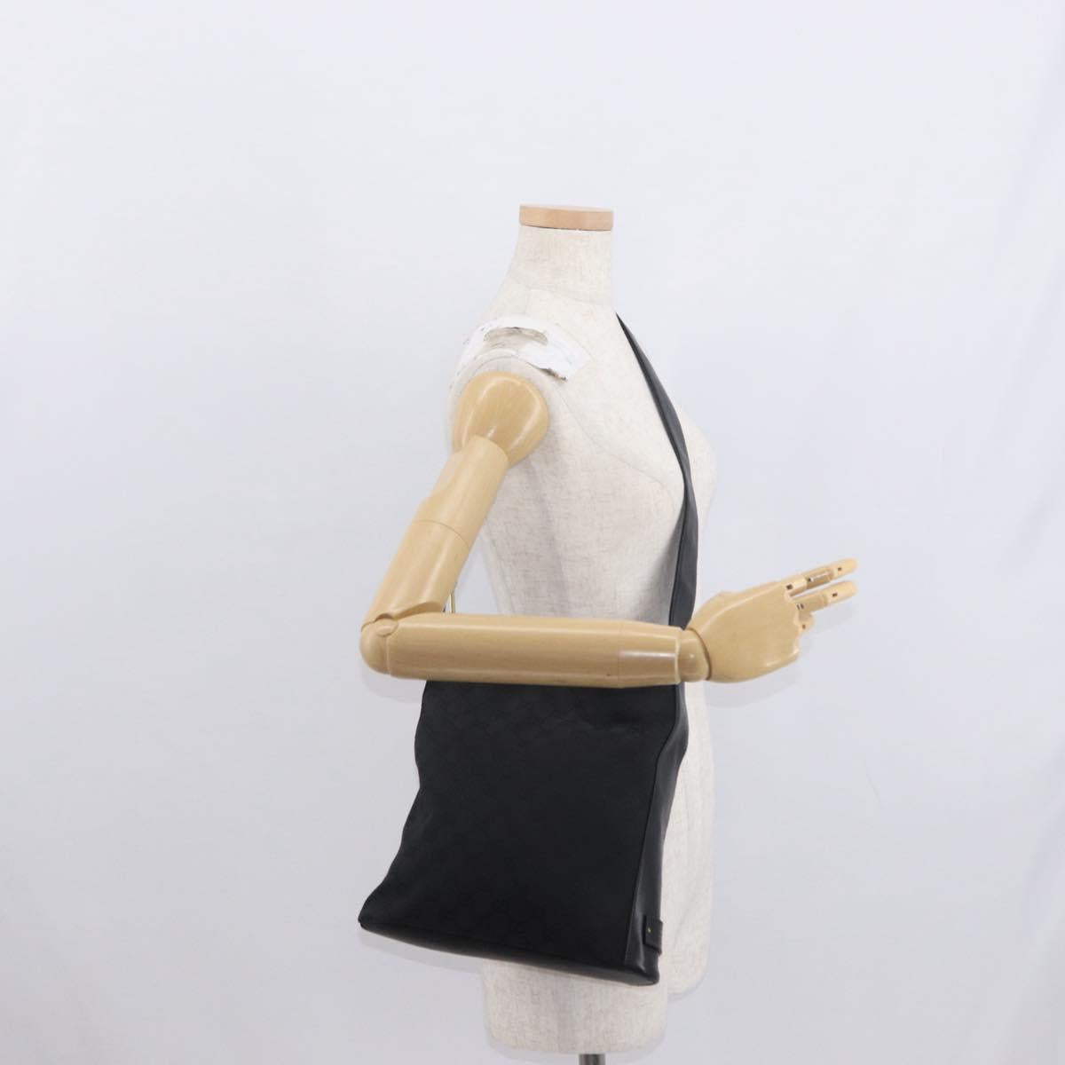 GUCCI GG Canvas Shoulder Bag Black Gold 91761 Auth 160003
