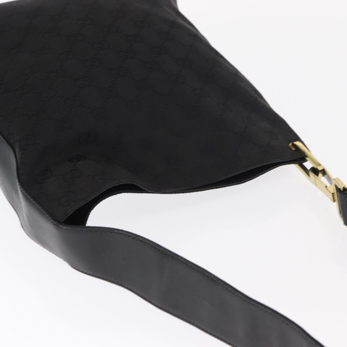 GUCCI GG Canvas Shoulder Bag Black Gold 91761 Auth 160003