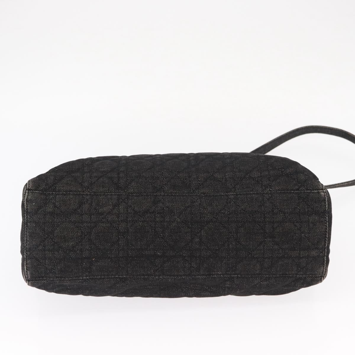 Christian Dior Lady Dior Canage Hand Bag Denim 2way Black Silver Auth 160005