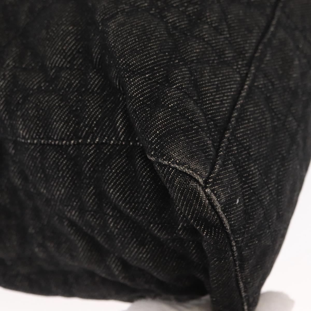 Christian Dior Lady Dior Canage Hand Bag Denim 2way Black Silver Auth 160005