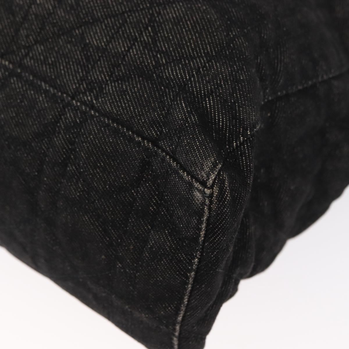 Christian Dior Lady Dior Canage Hand Bag Denim 2way Black Silver Auth 160005