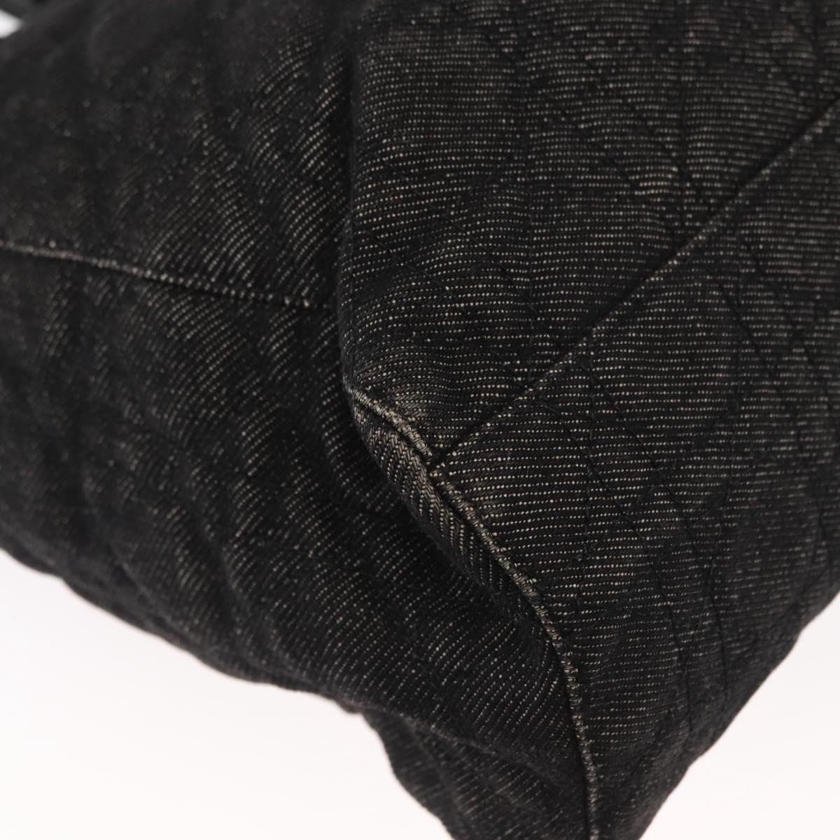 Christian Dior Lady Dior Canage Hand Bag Denim 2way Black Silver Auth 160005