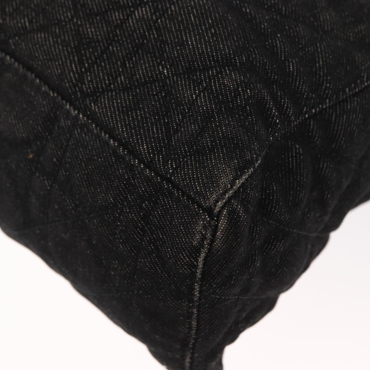 Christian Dior Lady Dior Canage Hand Bag Denim 2way Black Silver Auth 160005