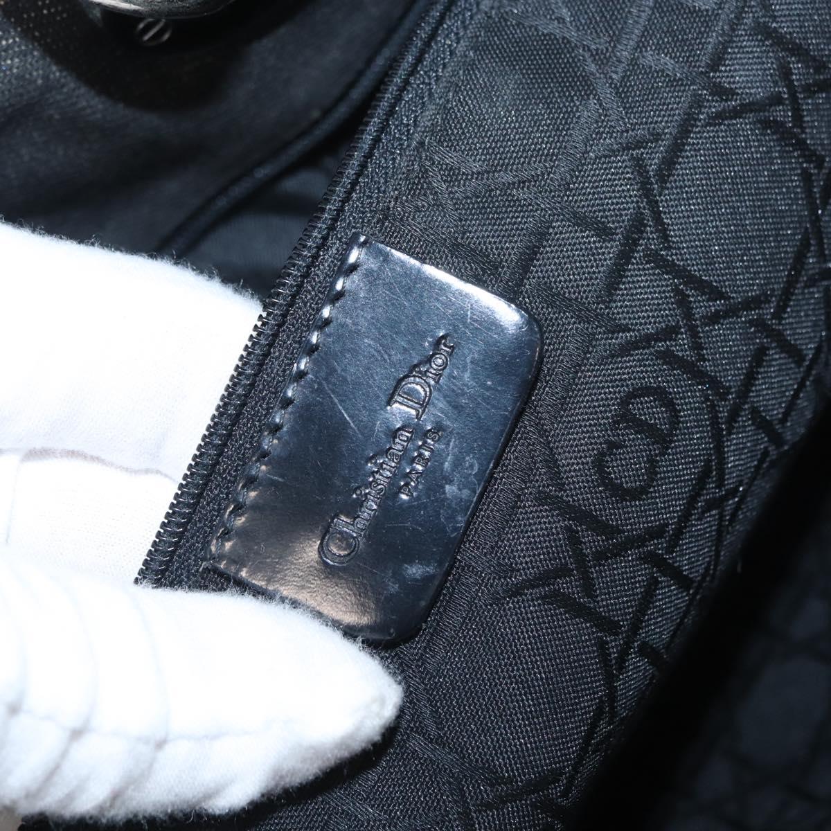 Christian Dior Lady Dior Canage Hand Bag Denim 2way Black Silver Auth 160005