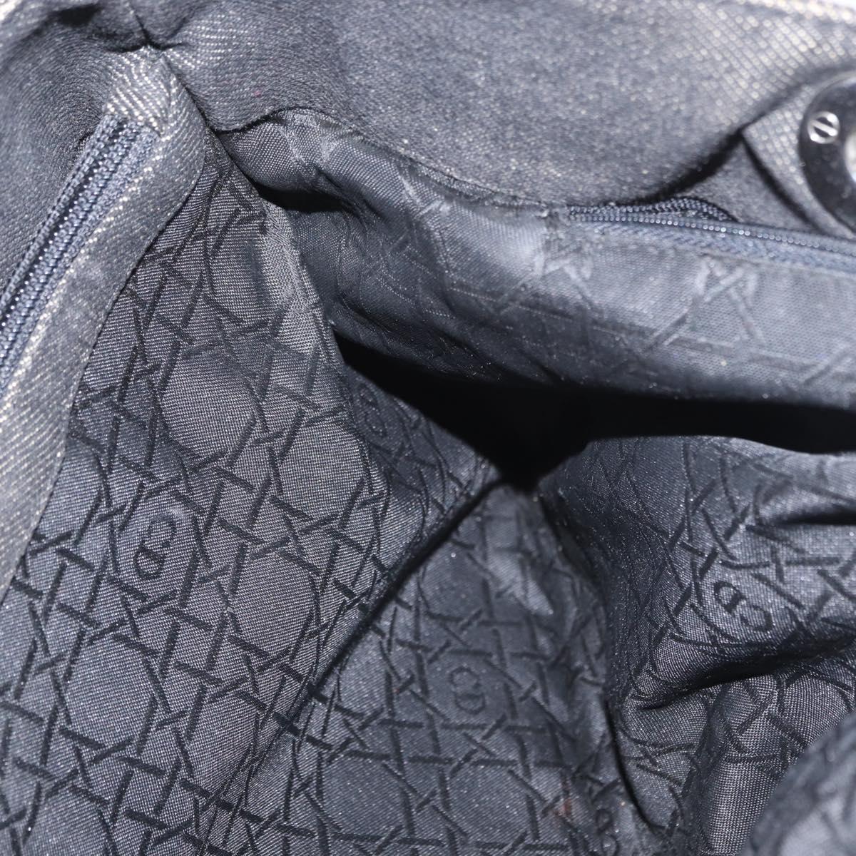 Christian Dior Lady Dior Canage Hand Bag Denim 2way Black Silver Auth 160005