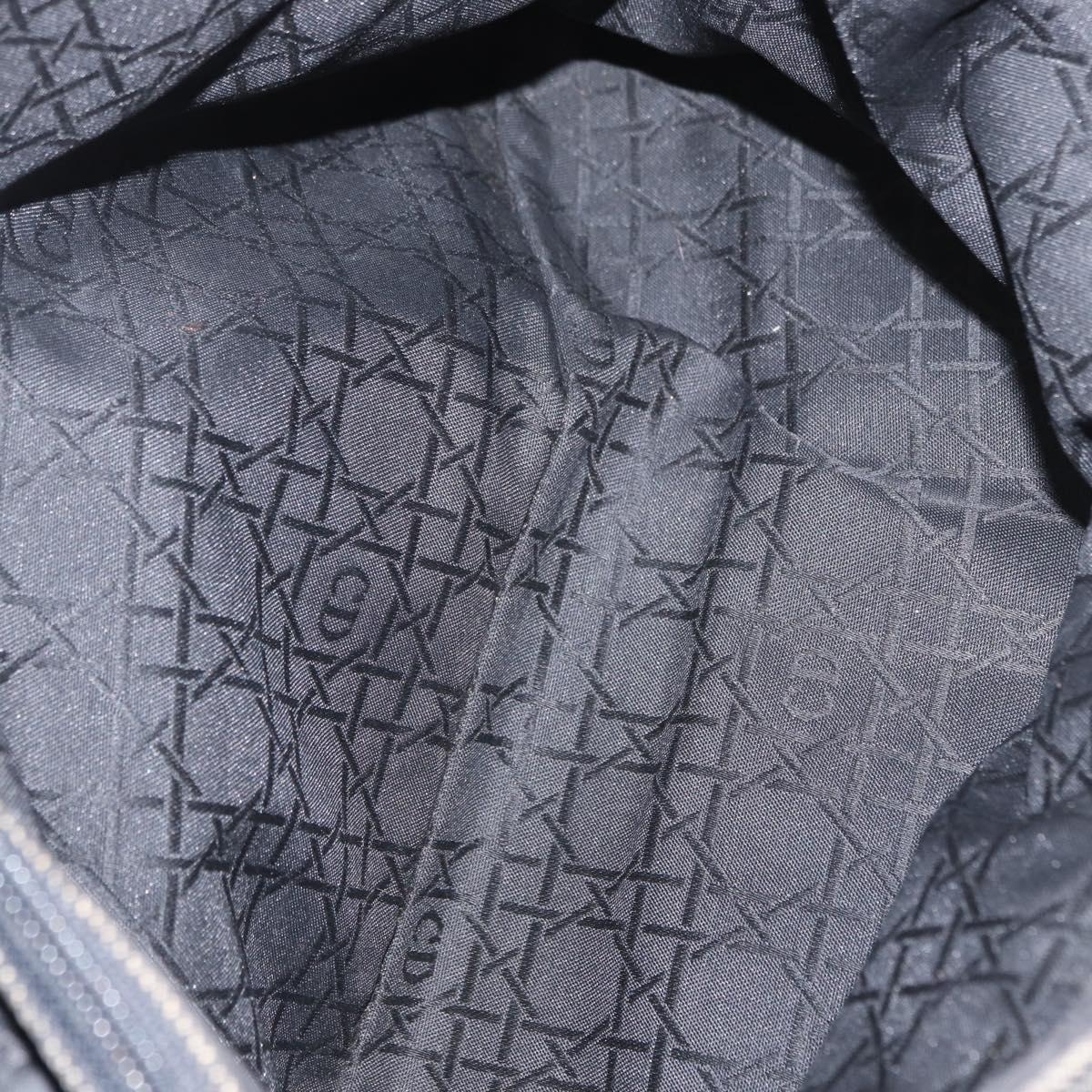 Christian Dior Lady Dior Canage Hand Bag Denim 2way Black Silver Auth 160005