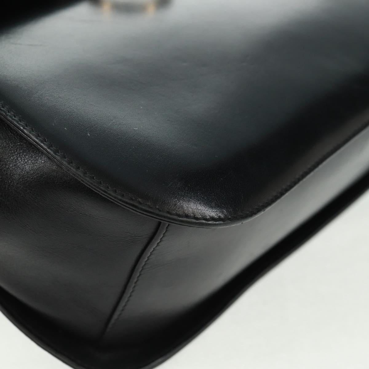 Salvatore Ferragamo Gancini Shoulder Bag Leather Black Gold Auth 160020