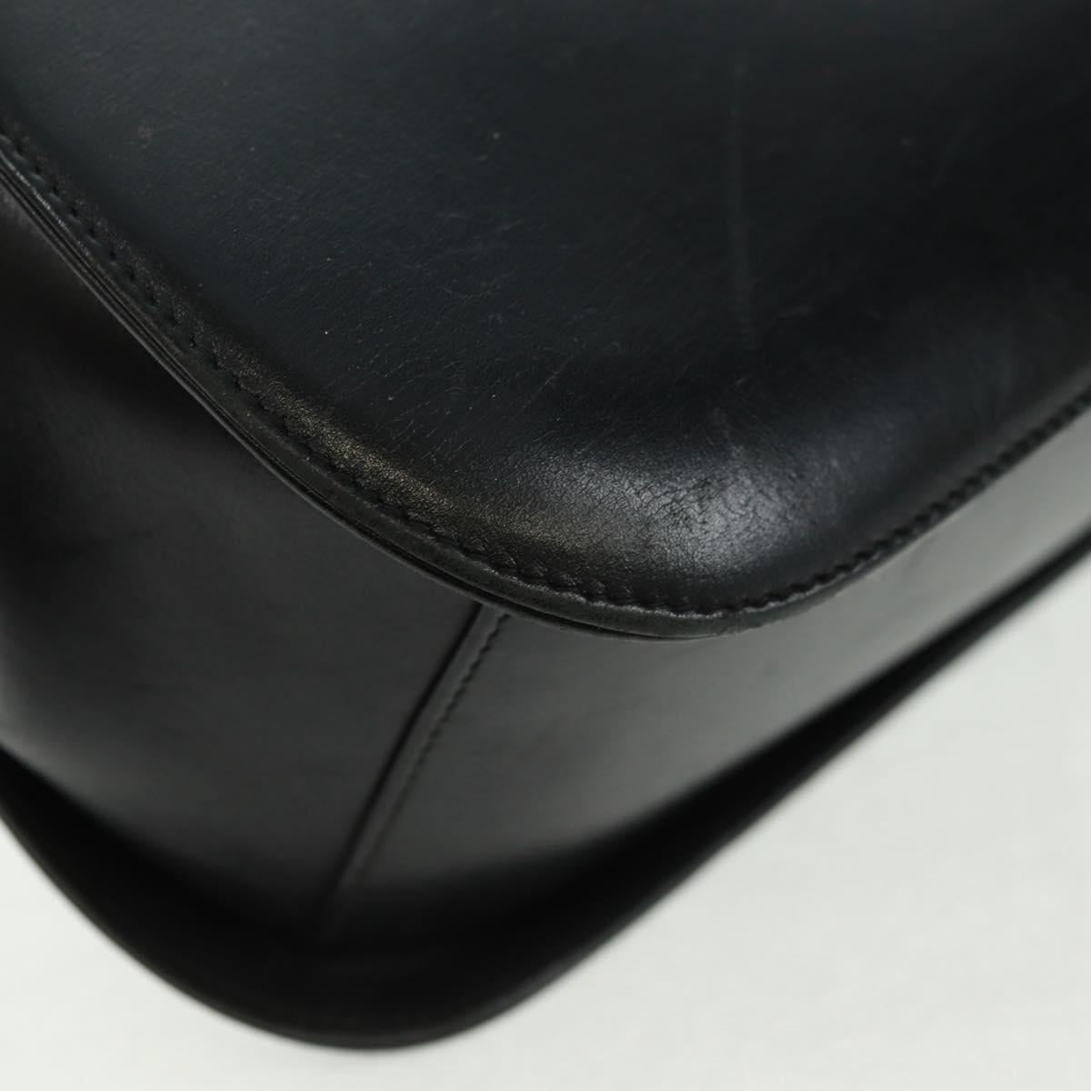 Salvatore Ferragamo Gancini Shoulder Bag Leather Black Gold Auth 160020