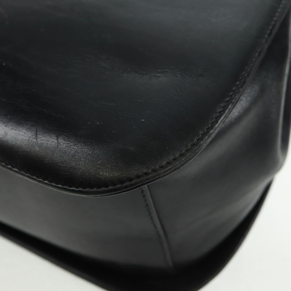 Salvatore Ferragamo Gancini Shoulder Bag Leather Black Gold Auth 160020