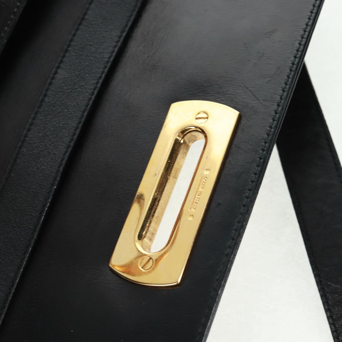 Salvatore Ferragamo Gancini Shoulder Bag Leather Black Gold Auth 160020