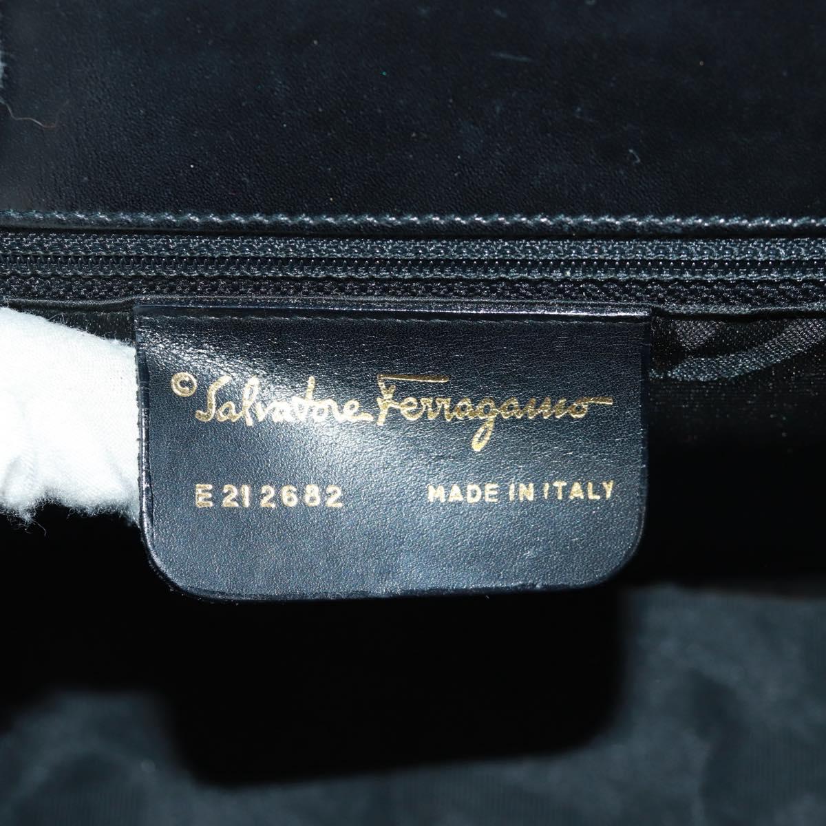 Salvatore Ferragamo Gancini Shoulder Bag Leather Black Gold Auth 160020