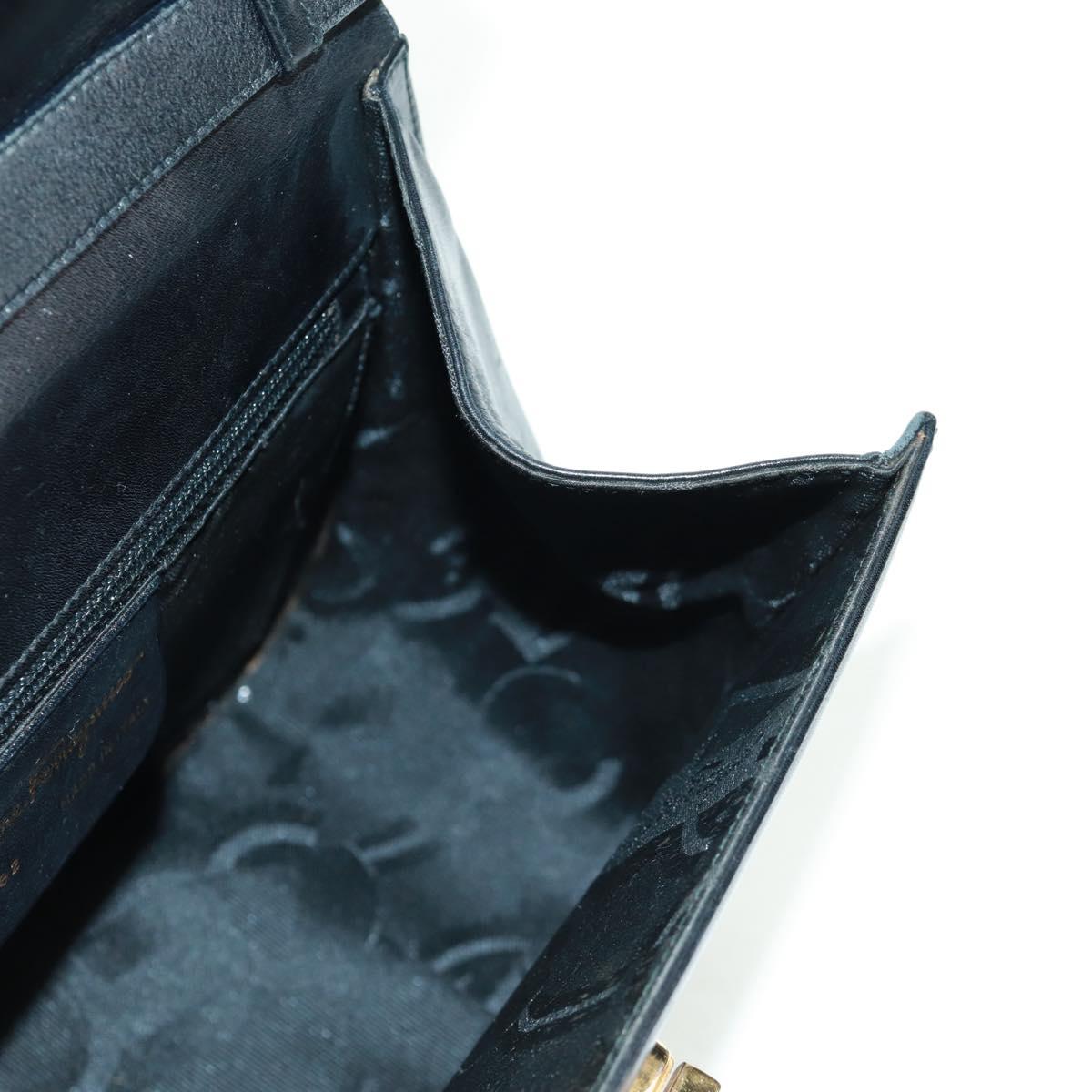 Salvatore Ferragamo Gancini Shoulder Bag Leather Black Gold Auth 160020