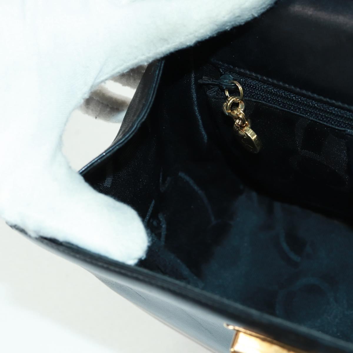 Salvatore Ferragamo Gancini Shoulder Bag Leather Black Gold Auth 160020