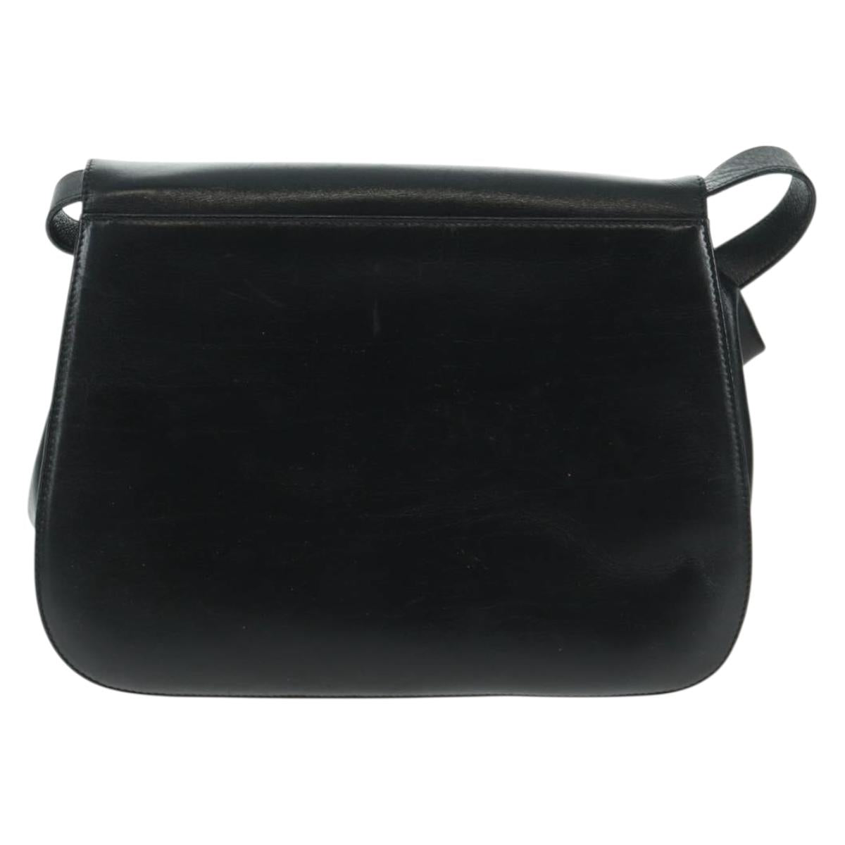 Salvatore Ferragamo Gancini Shoulder Bag Leather Black Gold Auth 160020