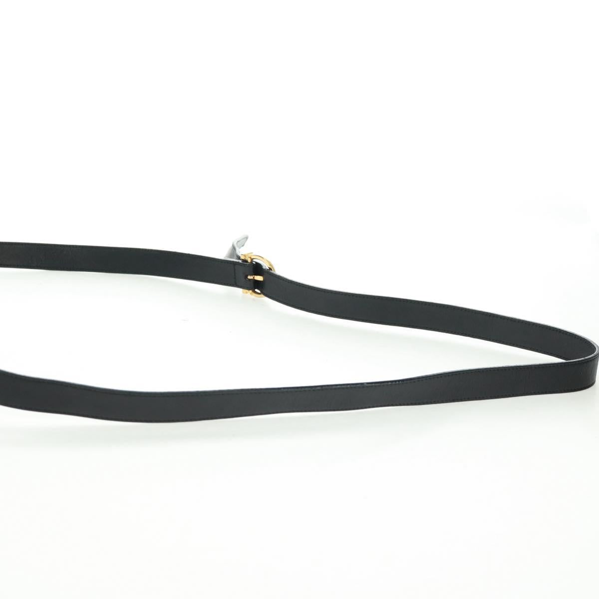 Salvatore Ferragamo Gancini Shoulder Bag Leather Black Gold Auth 160020