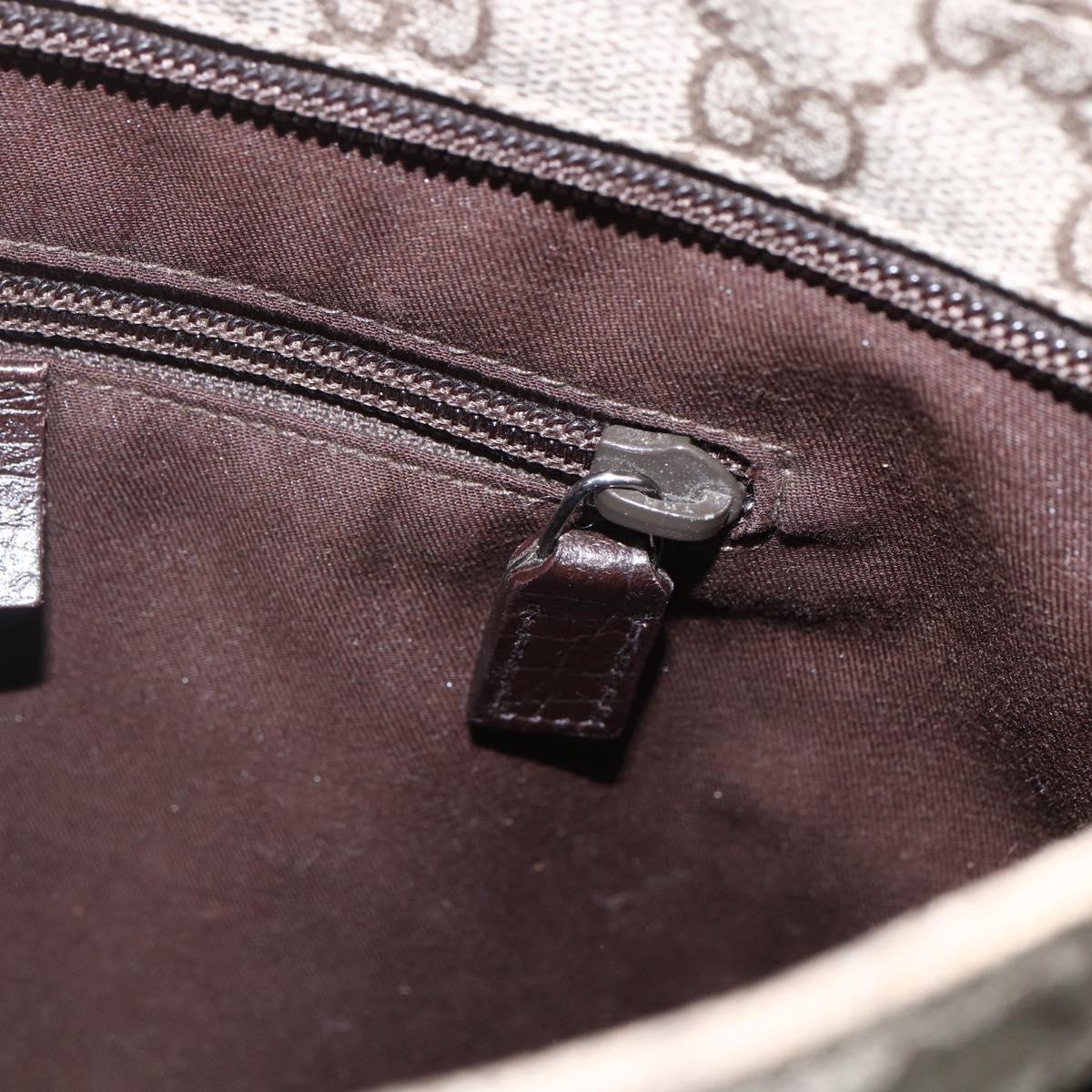 GUCCI GG Supreme Shoulder Bag PVC Beige Silver 141626 Auth 160022