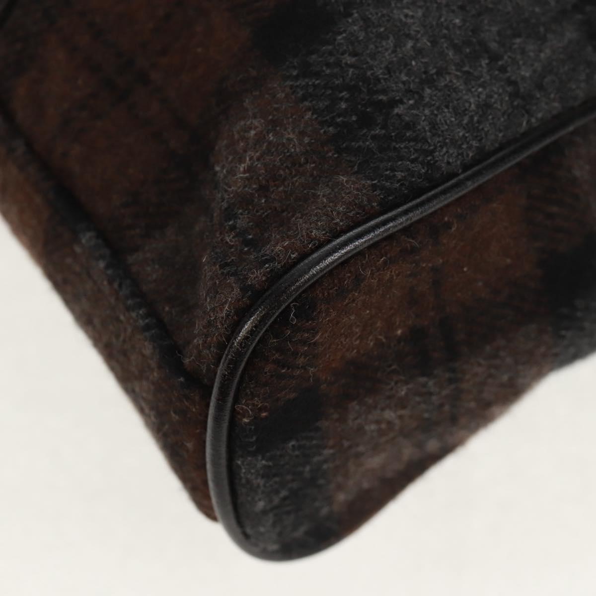 BURBERRY Nova Check Black Label Shoulder Bag Wool Black Silver Auth 160023V