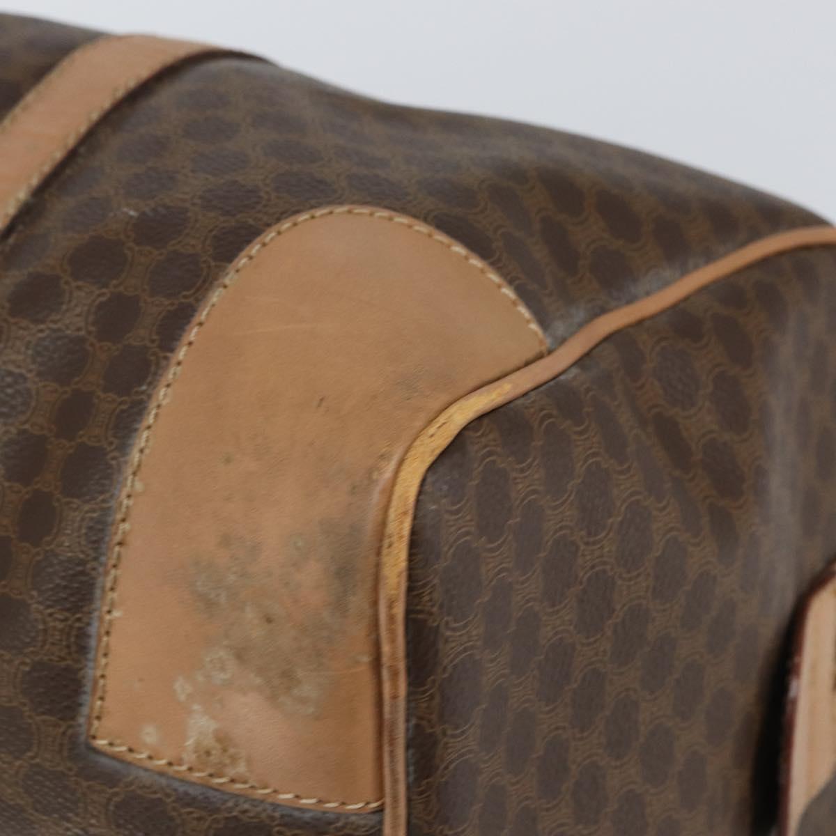 CELINE Macadam Canvas Boston Bag PVC Leather Brown Gold Auth 160040