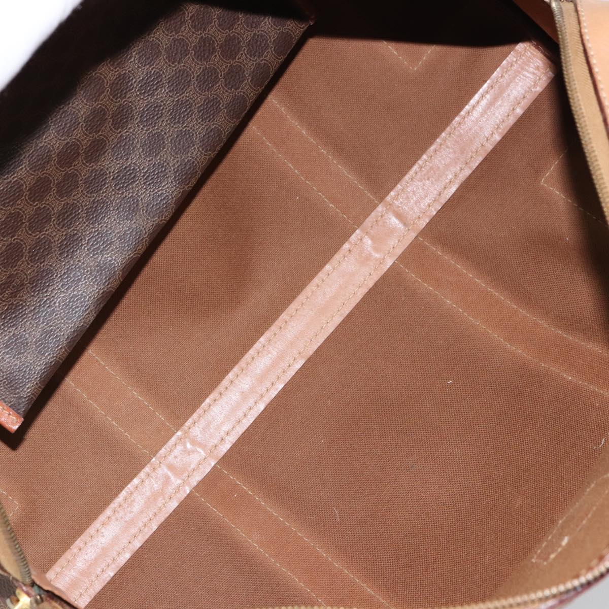 CELINE Macadam Canvas Boston Bag PVC Leather Brown Gold Auth 160040