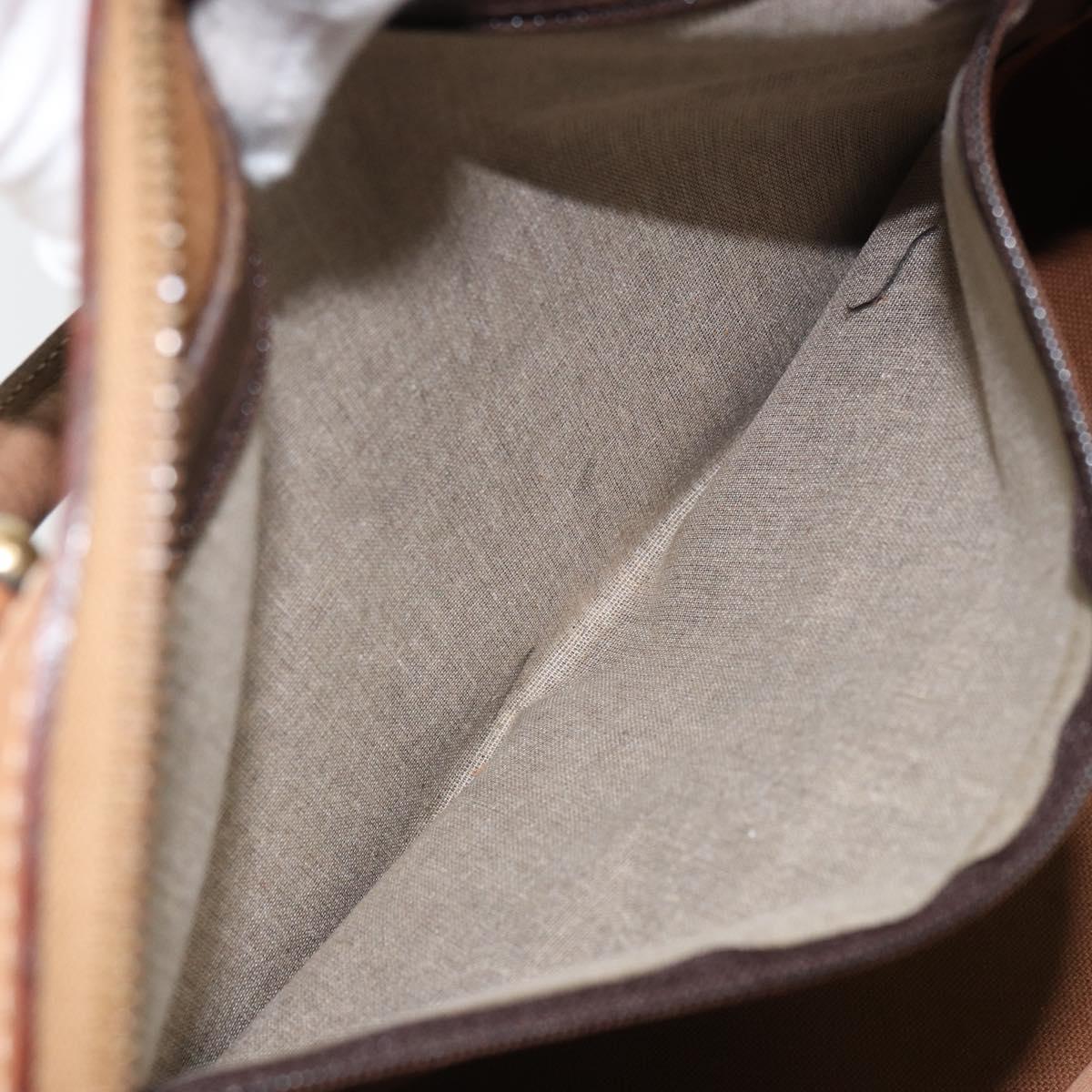 CELINE Macadam Canvas Boston Bag PVC Leather Brown Gold Auth 160040