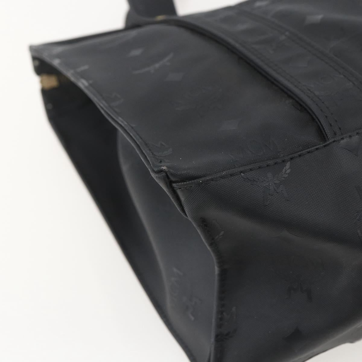 MCM Logogram Vicetos Tote Bag PVC Black Gold Auth 160044