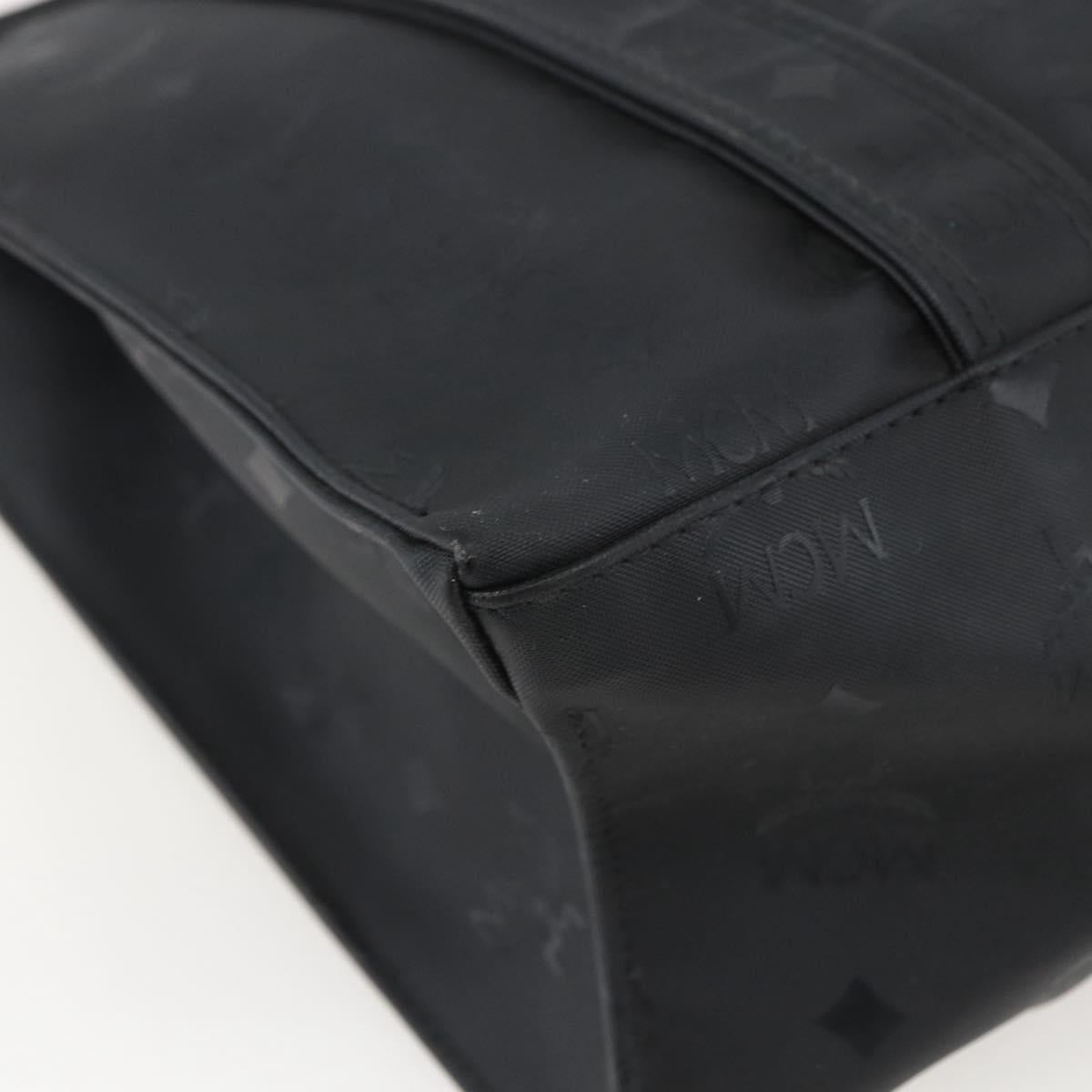 MCM Logogram Vicetos Tote Bag PVC Black Gold Auth 160044