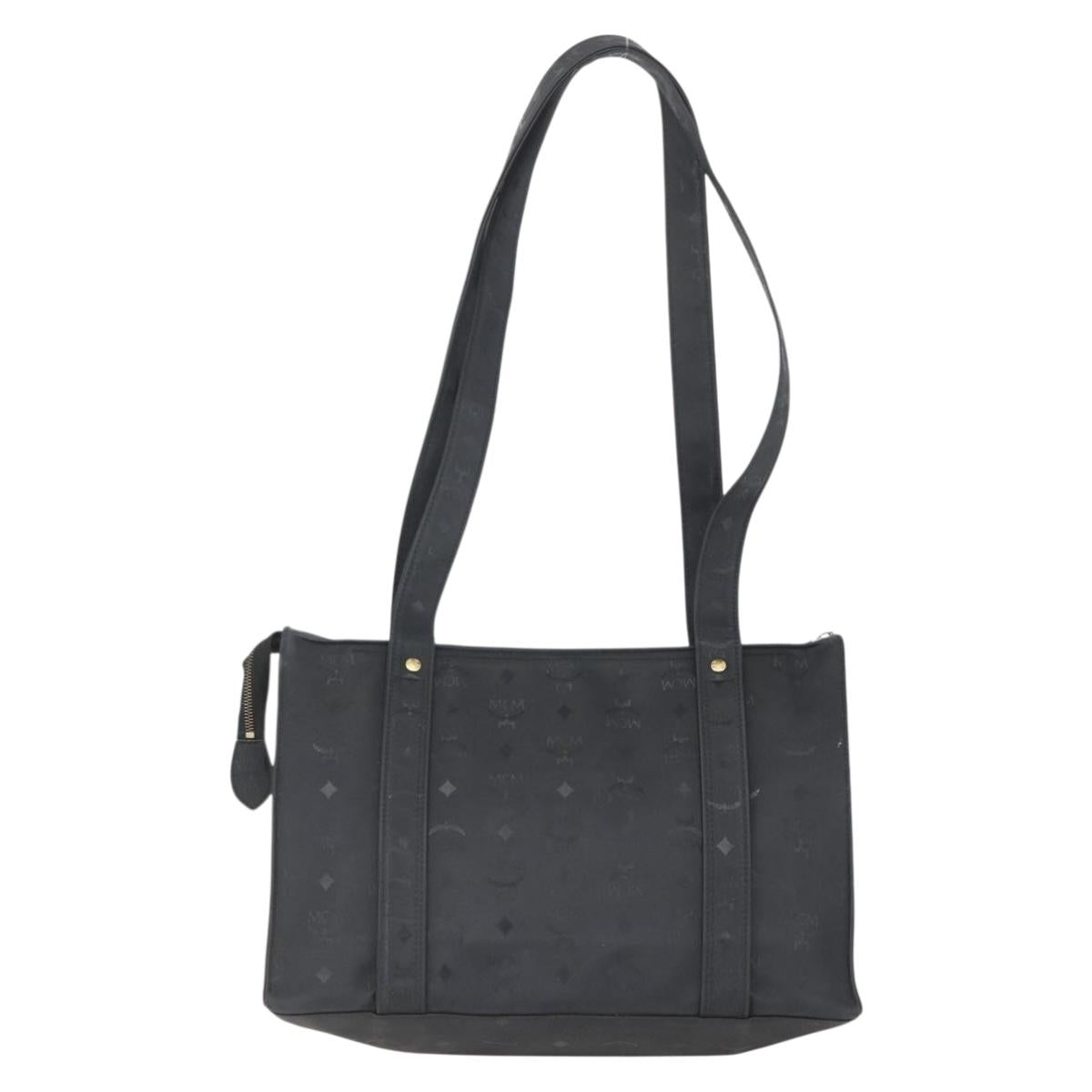 MCM Logogram Vicetos Tote Bag PVC Black Gold Auth 160044