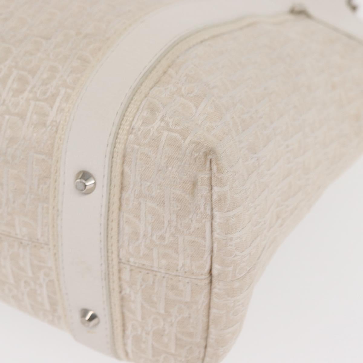 Christian Dior Trotter Canvas Tote Bag White Silver Auth 160046