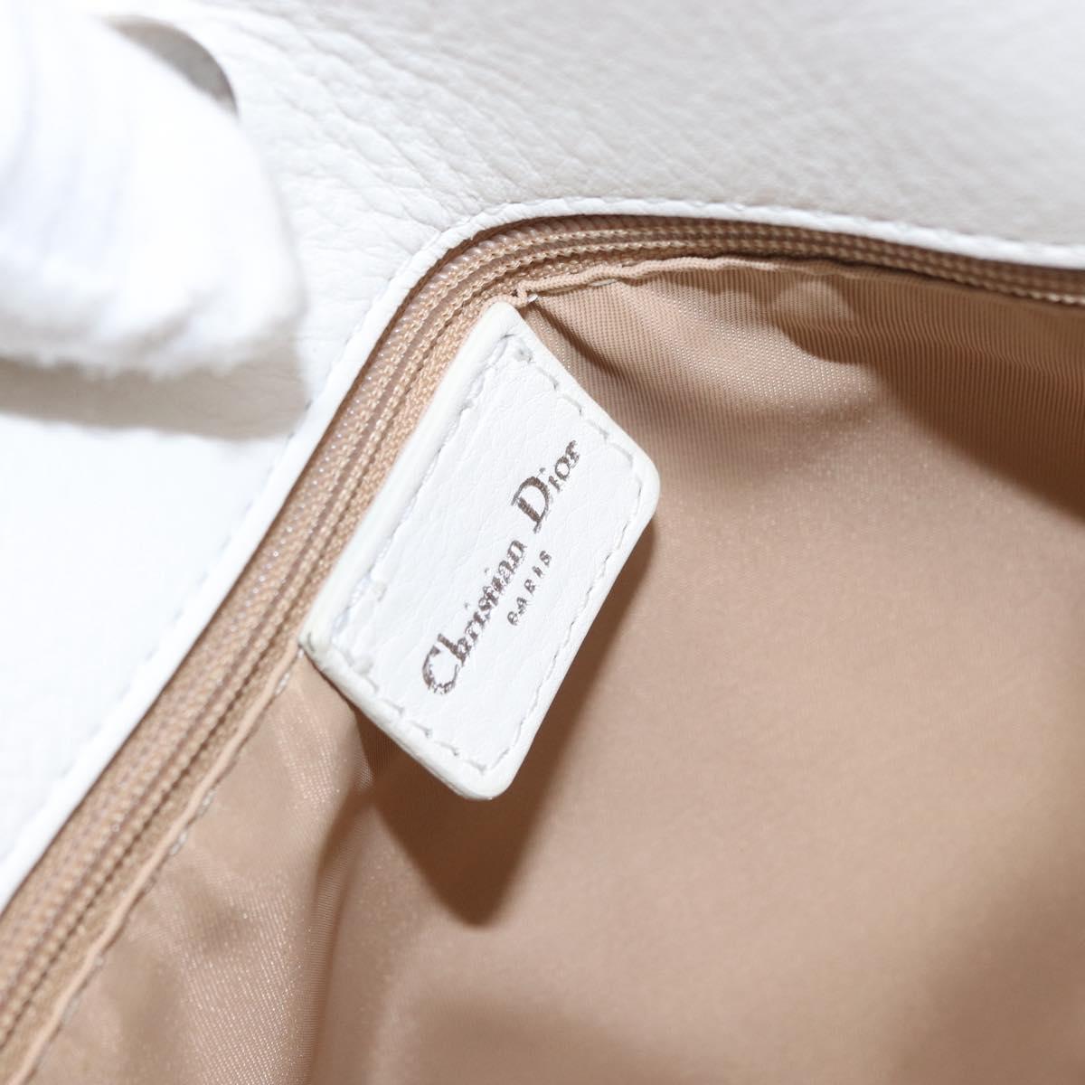 Christian Dior Trotter Canvas Tote Bag White Silver Auth 160046