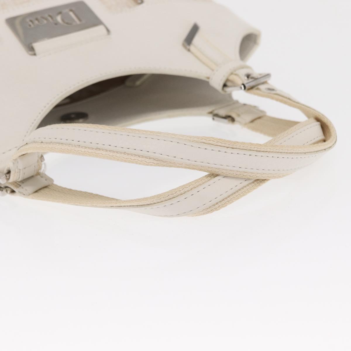 Christian Dior Trotter Canvas Tote Bag White Silver Auth 160046