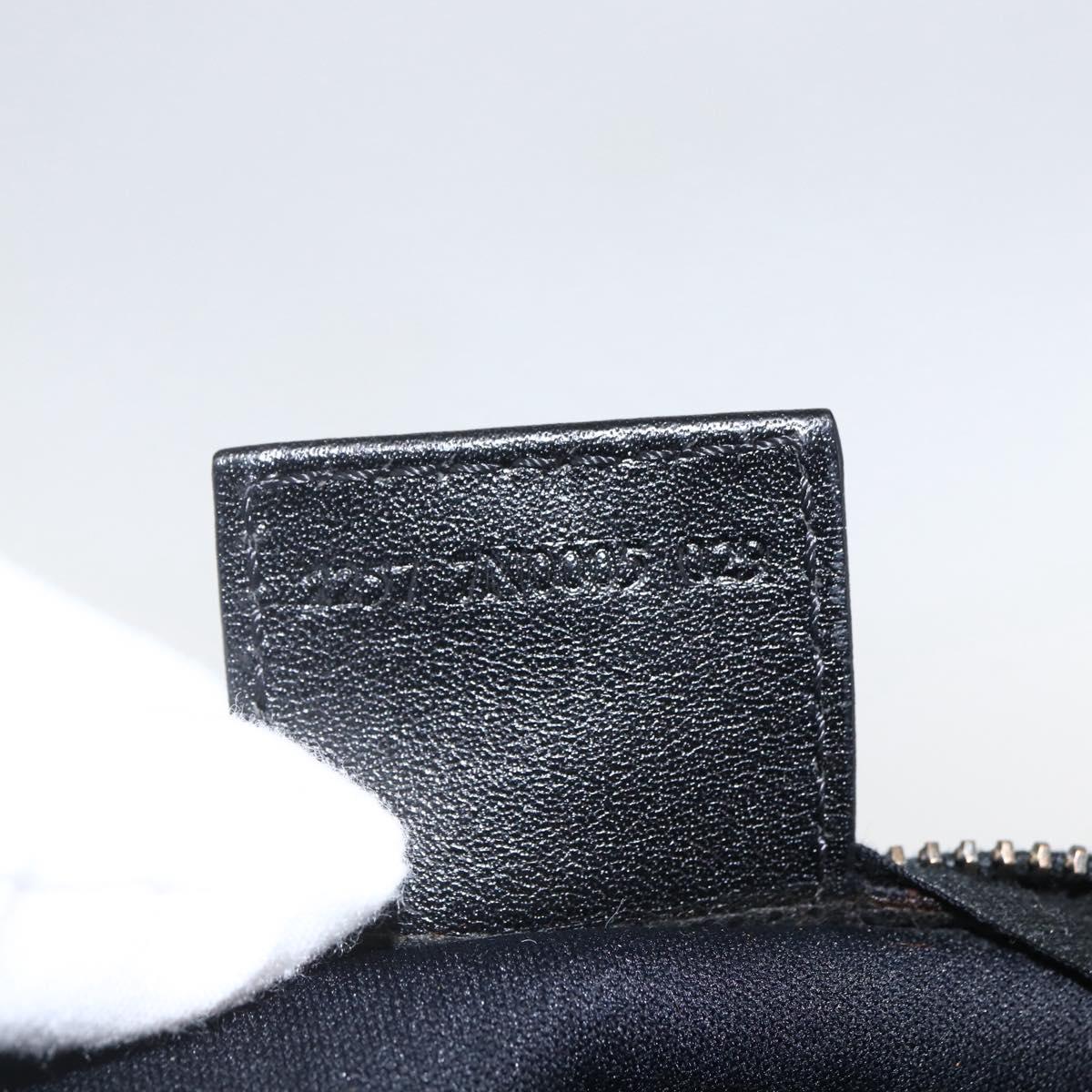 FENDI Zucchino Canvas Pouch Black Brown Auth 160049